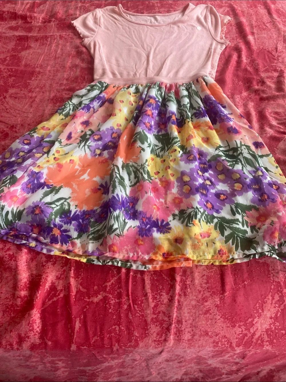 The Children's Place Pink Bodice Floral Skirt Dress